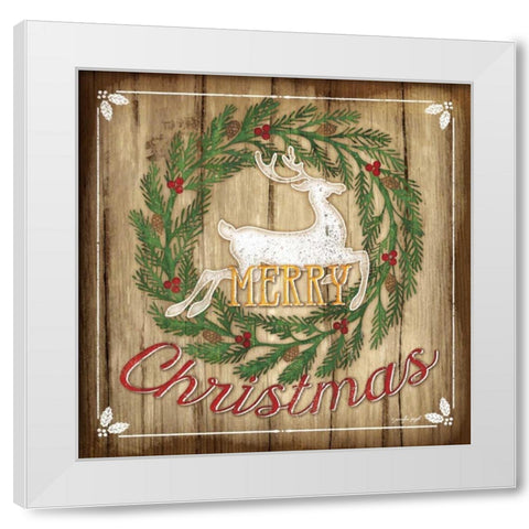 Merry Christmas White Modern Wood Framed Art Print by Pugh, Jennifer