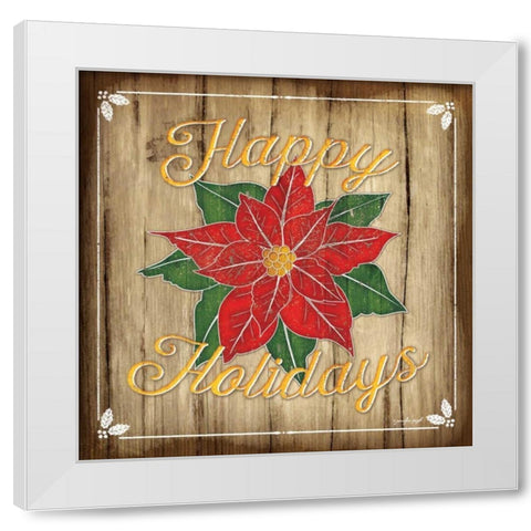 Happy Holidays White Modern Wood Framed Art Print by Pugh, Jennifer