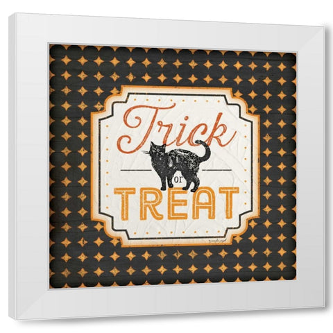 Halloween - Trick or Treat White Modern Wood Framed Art Print by Pugh, Jennifer