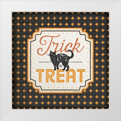 Halloween - Trick or Treat White Modern Wood Framed Art Print by Pugh, Jennifer