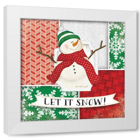 Let It Snow - Snowman White Modern Wood Framed Art Print by Pugh, Jennifer