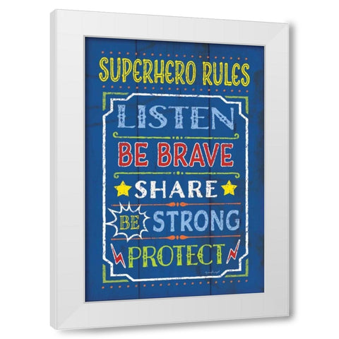 Superhero Rules White Modern Wood Framed Art Print by Pugh, Jennifer