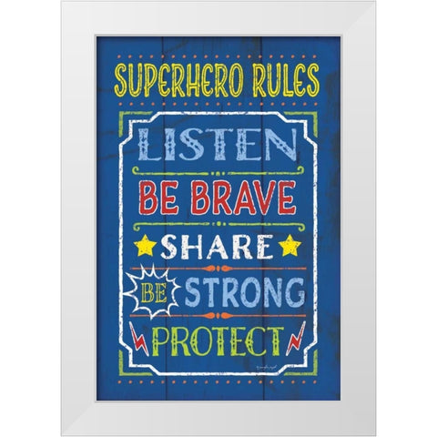 Superhero Rules White Modern Wood Framed Art Print by Pugh, Jennifer