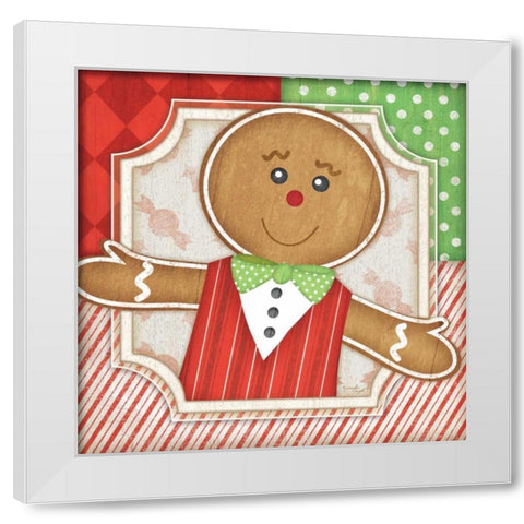 Gingerbread Man - No Stache White Modern Wood Framed Art Print by Pugh, Jennifer