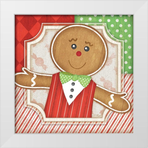 Gingerbread Man - No Stache White Modern Wood Framed Art Print by Pugh, Jennifer