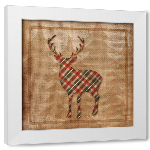 Deer Plaid White Modern Wood Framed Art Print by Pugh, Jennifer