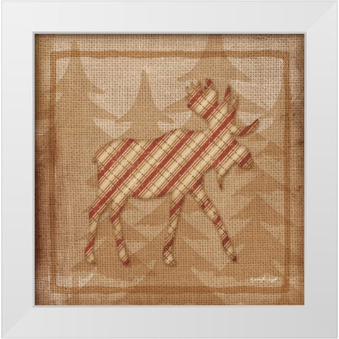 Moose Plaid White Modern Wood Framed Art Print by Pugh, Jennifer