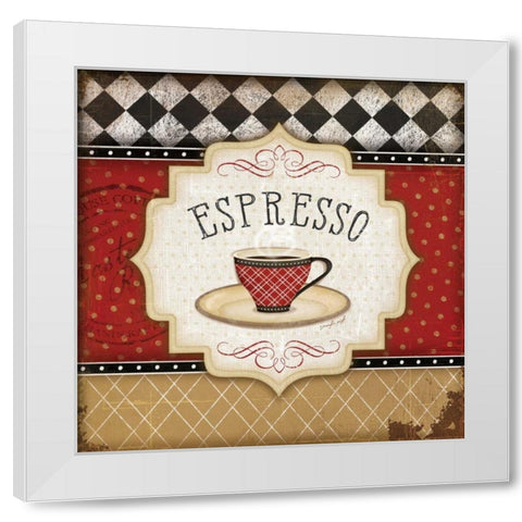 Red and Black Classic Coffee I White Modern Wood Framed Art Print by Pugh, Jennifer