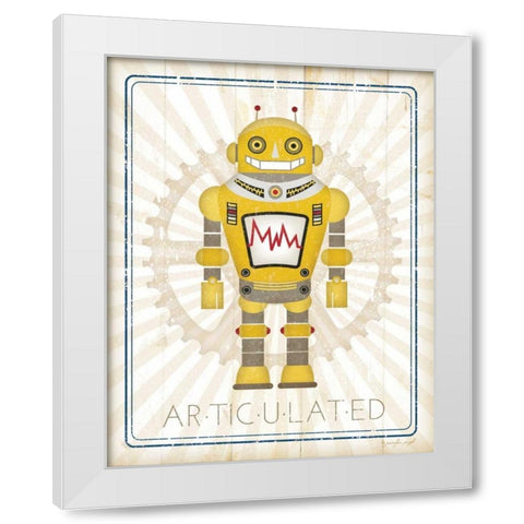 Retro Robot I White Modern Wood Framed Art Print by Pugh, Jennifer