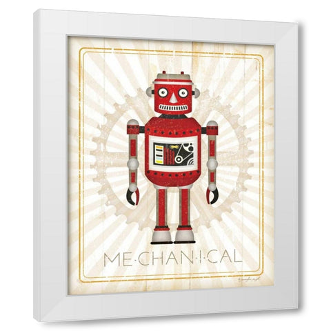 Retro Robot III White Modern Wood Framed Art Print by Pugh, Jennifer