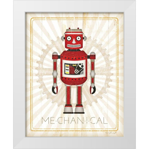 Retro Robot III White Modern Wood Framed Art Print by Pugh, Jennifer