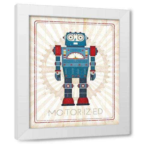 Retro Robot IV White Modern Wood Framed Art Print by Pugh, Jennifer