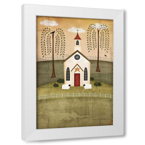 Primitive Church White Modern Wood Framed Art Print by Pugh, Jennifer