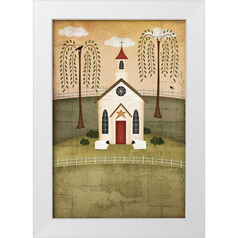 Primitive Church White Modern Wood Framed Art Print by Pugh, Jennifer