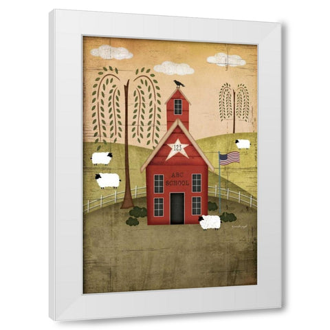 Primitive School White Modern Wood Framed Art Print by Pugh, Jennifer