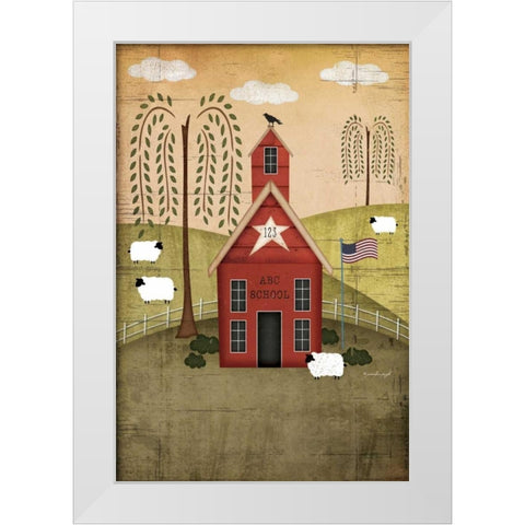 Primitive School White Modern Wood Framed Art Print by Pugh, Jennifer