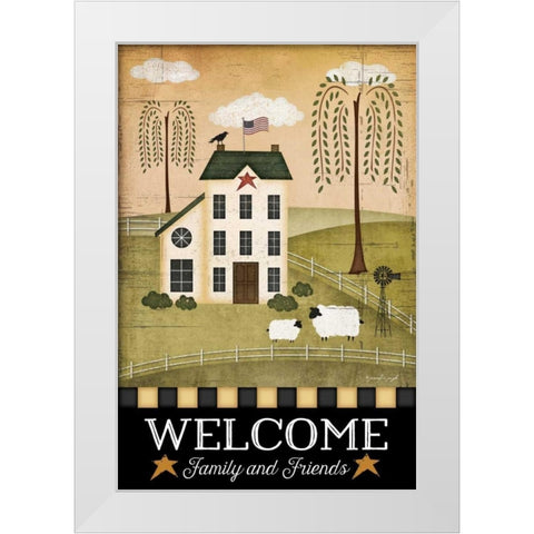 Primitive Welcome White Modern Wood Framed Art Print by Pugh, Jennifer