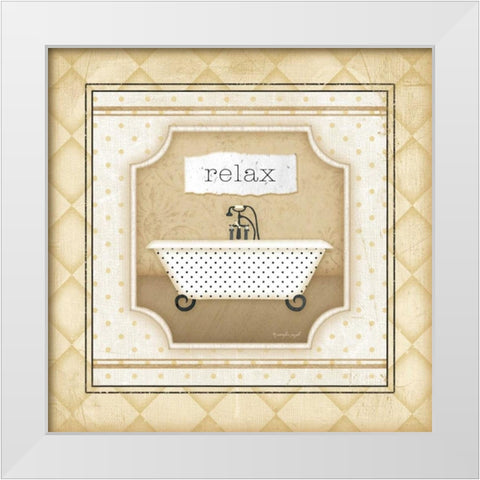 Tub - Relax White Modern Wood Framed Art Print by Pugh, Jennifer