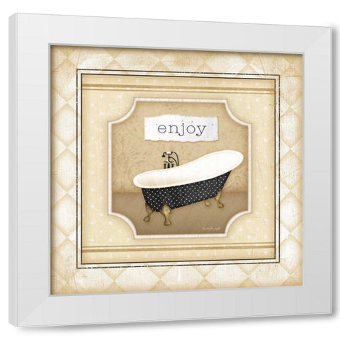 Tub - Enjoy White Modern Wood Framed Art Print by Pugh, Jennifer