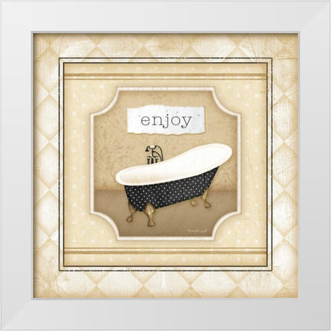 Tub - Enjoy White Modern Wood Framed Art Print by Pugh, Jennifer