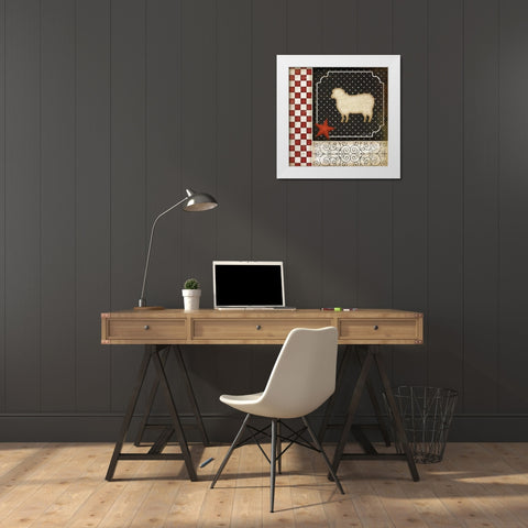 Country Kitchen - Sheep White Modern Wood Framed Art Print by Pugh, Jennifer