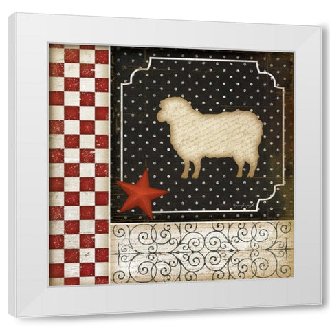 Country Kitchen - Sheep White Modern Wood Framed Art Print by Pugh, Jennifer