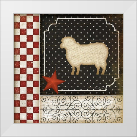 Country Kitchen - Sheep White Modern Wood Framed Art Print by Pugh, Jennifer