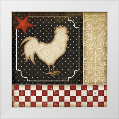 Rooster Country II White Modern Wood Framed Art Print by Pugh, Jennifer