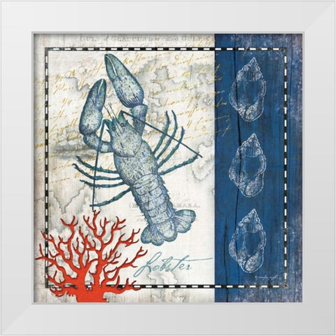 Coastal Blue Lobster White Modern Wood Framed Art Print by Pugh, Jennifer