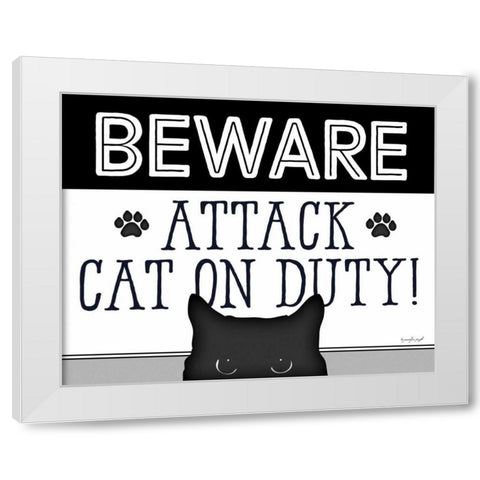 BEWARE White Modern Wood Framed Art Print by Pugh, Jennifer