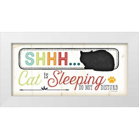 Shhh Cat is Sleeping - Color White Modern Wood Framed Art Print by Pugh, Jennifer