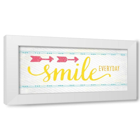 Smile White Modern Wood Framed Art Print by Pugh, Jennifer