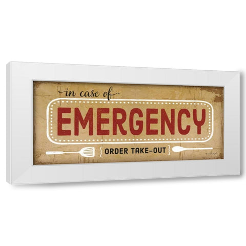 In Case of Emergency White Modern Wood Framed Art Print by Pugh, Jennifer