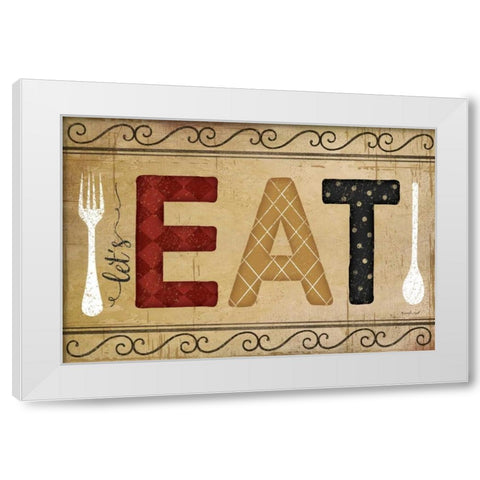 EAT White Modern Wood Framed Art Print by Pugh, Jennifer