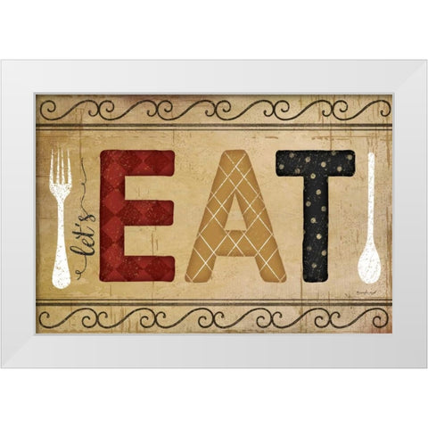 EAT White Modern Wood Framed Art Print by Pugh, Jennifer