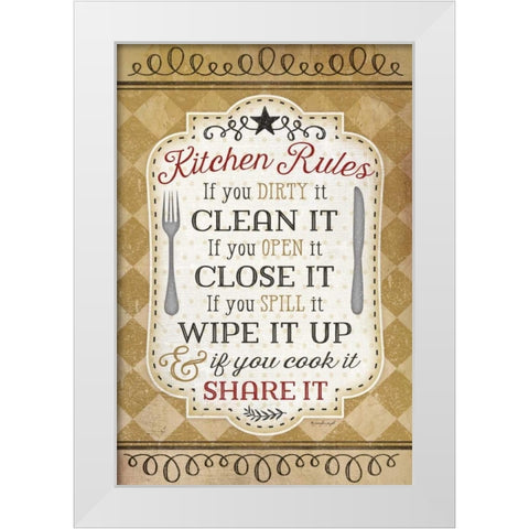 Kitchen Rules White Modern Wood Framed Art Print by Pugh, Jennifer