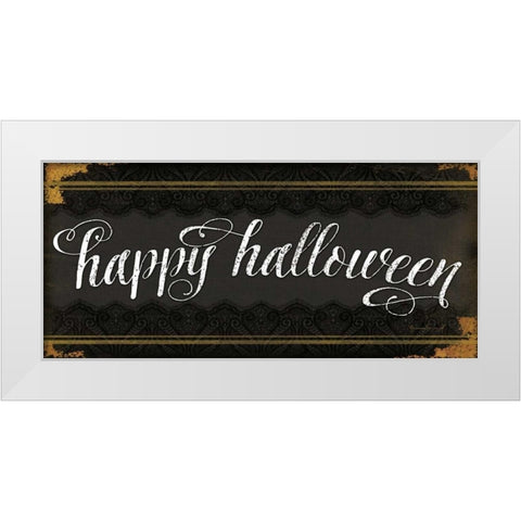 Happy Halloween White Modern Wood Framed Art Print by Pugh, Jennifer