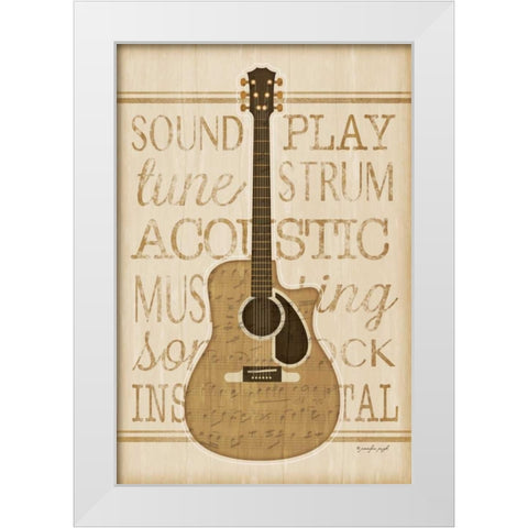 Music Guitar White Modern Wood Framed Art Print by Pugh, Jennifer