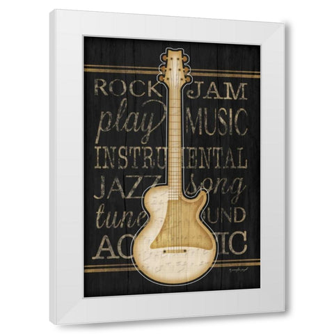 Music Guitar White Modern Wood Framed Art Print by Pugh, Jennifer