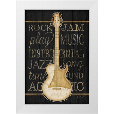 Music Guitar White Modern Wood Framed Art Print by Pugh, Jennifer