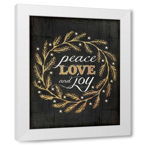 Peace, Love and Joy White Modern Wood Framed Art Print by Pugh, Jennifer