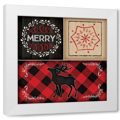 Plaid Christmas III White Modern Wood Framed Art Print by Pugh, Jennifer