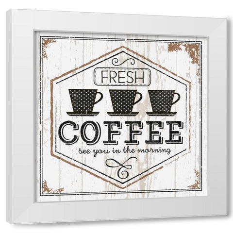 Fresh Coffee White Modern Wood Framed Art Print by Pugh, Jennifer