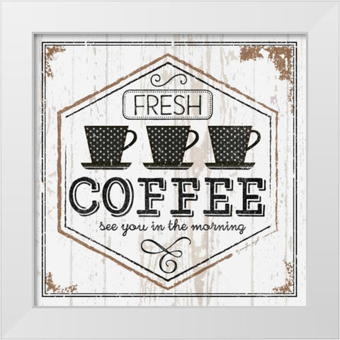 Fresh Coffee White Modern Wood Framed Art Print by Pugh, Jennifer