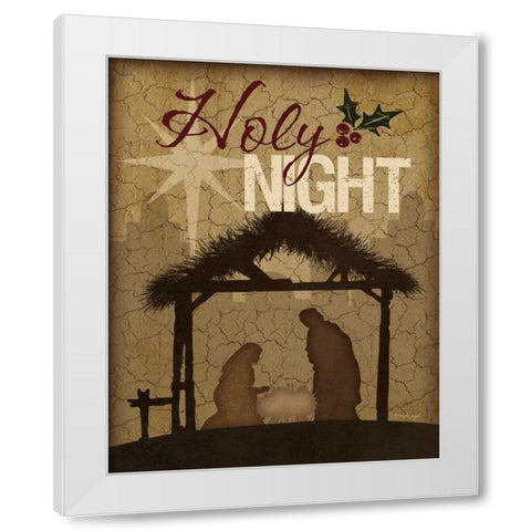 Holy Night Nativity White Modern Wood Framed Art Print by Pugh, Jennifer