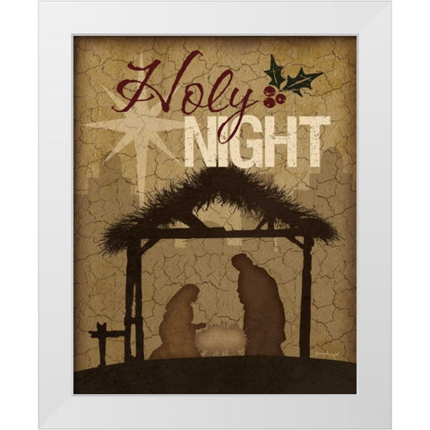 Holy Night Nativity White Modern Wood Framed Art Print by Pugh, Jennifer
