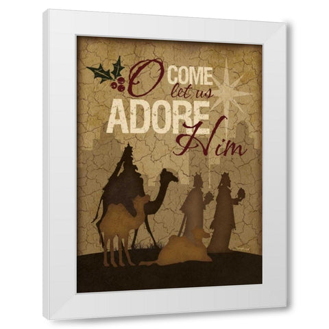 O Come Let Us Adore Him Wisemen White Modern Wood Framed Art Print by Pugh, Jennifer