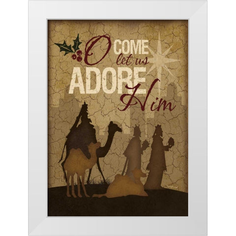 O Come Let Us Adore Him Wisemen White Modern Wood Framed Art Print by Pugh, Jennifer