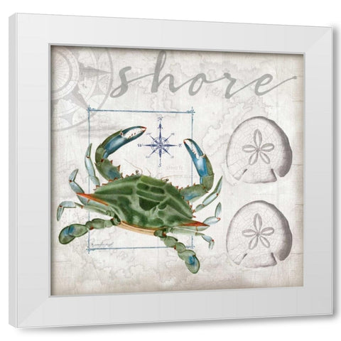 Coastal Crab White Modern Wood Framed Art Print by Pugh, Jennifer