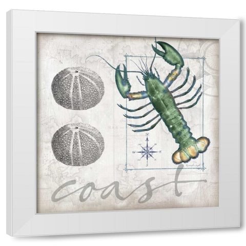 Coastal Lobster White Modern Wood Framed Art Print by Pugh, Jennifer